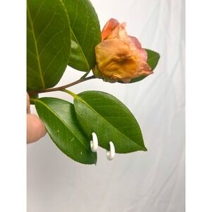 Vintage White Enamel Mini Hoop Earrings | Minimal Huggie Studs